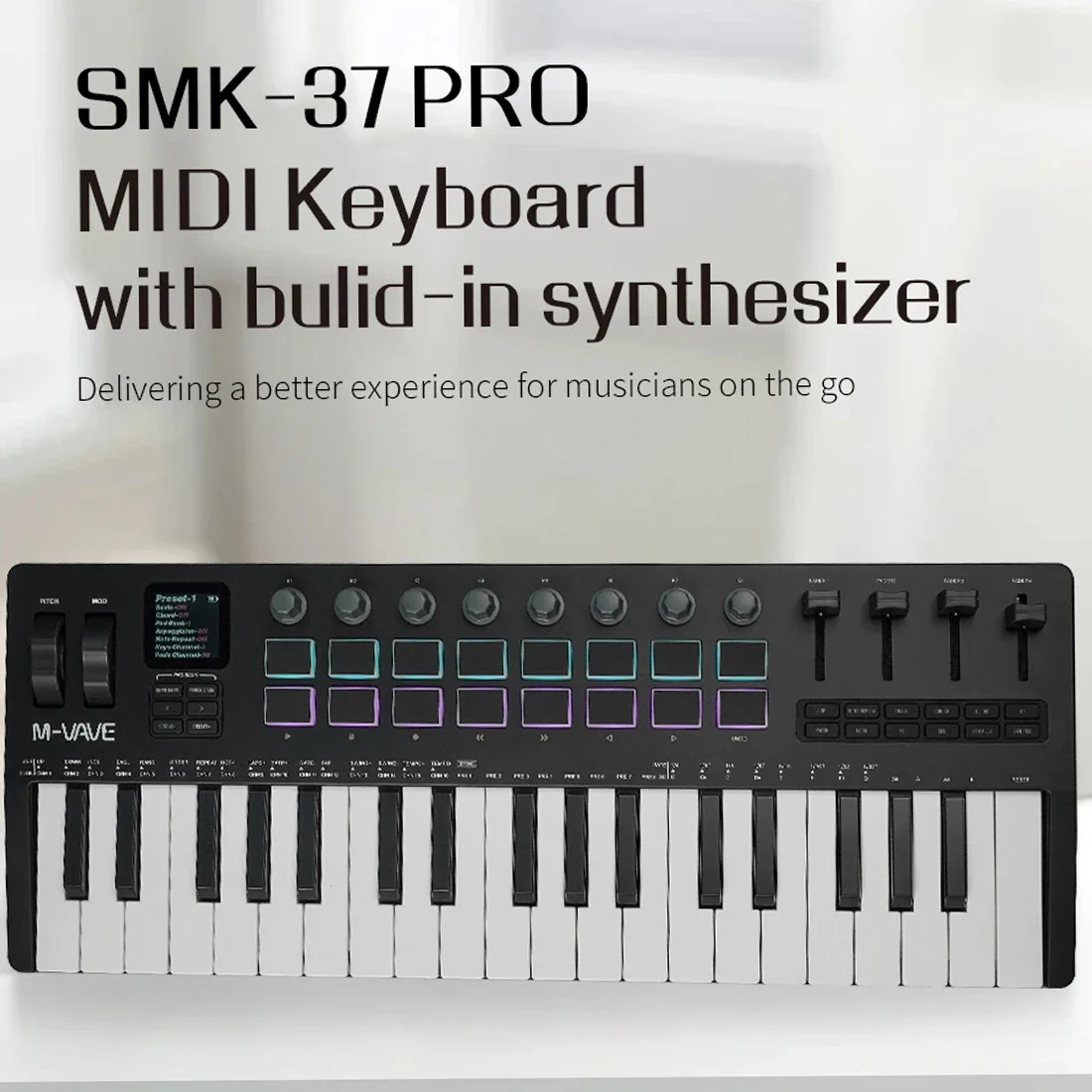 M-VAVE SMK-37 PRO：16個のRGBパッドと8 - Midi Controller Pad のレビューと価格